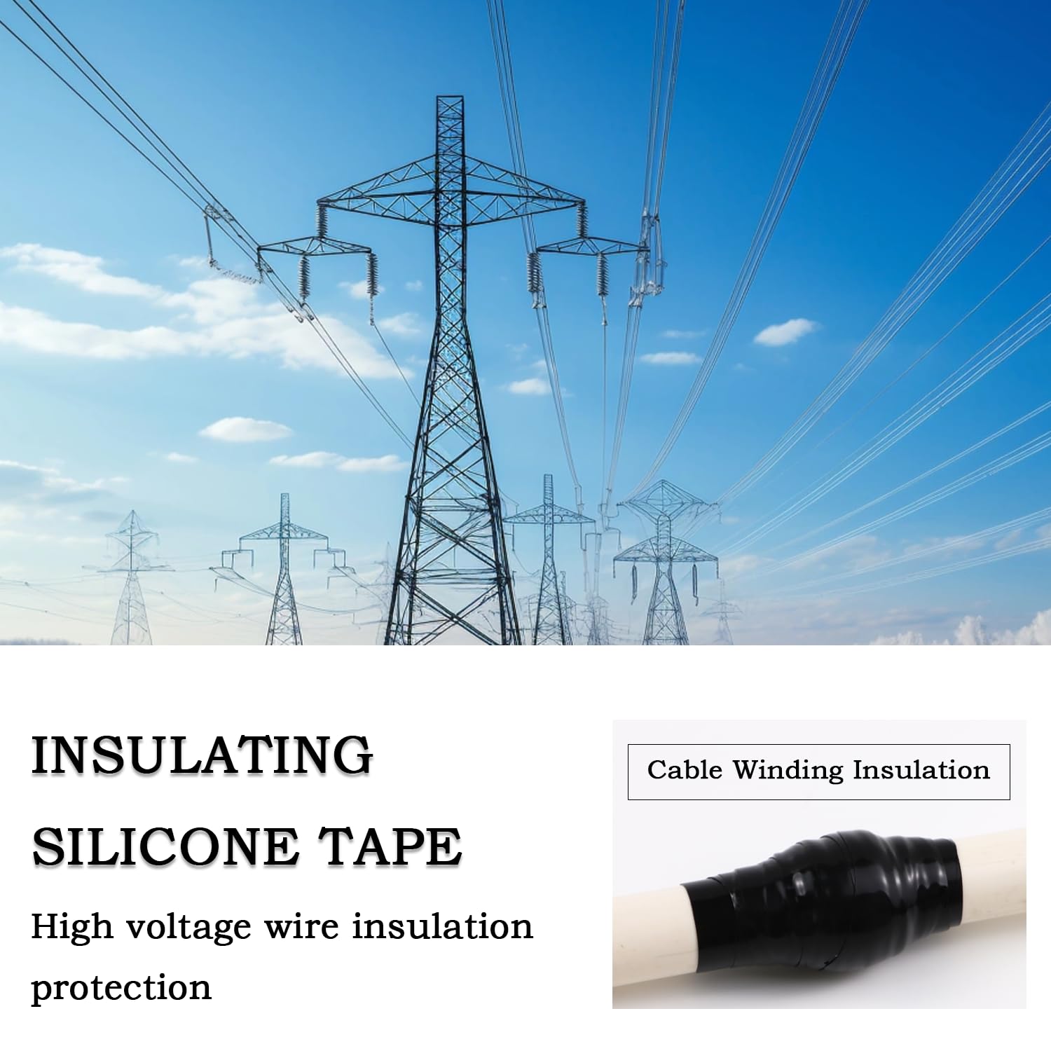 Cinta de silicona autofusible de 1 x 10 pies, goma impermeable negra, sellado a prueba de fugas, cinta de goma de silicona autoamalgamante para reparaciones de tuberías de agua fría y