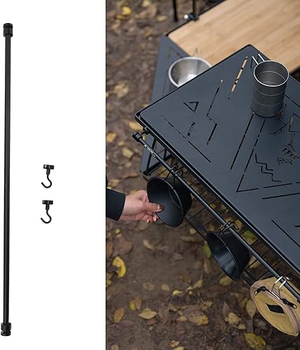 Miniatura 2 de Varilla de la suspensión del metal, barra colgante magnética ligera negra de la instalación rápida para acampar al aire libre