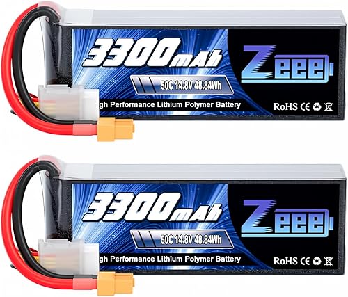 Zeee Batería Lipo de 14.8 V 4S 50C 3300 mAh Batería suave con enchufe XT60 para avión RC helicóptero RC barco UAV Drone FPV RC coche, camión, barco