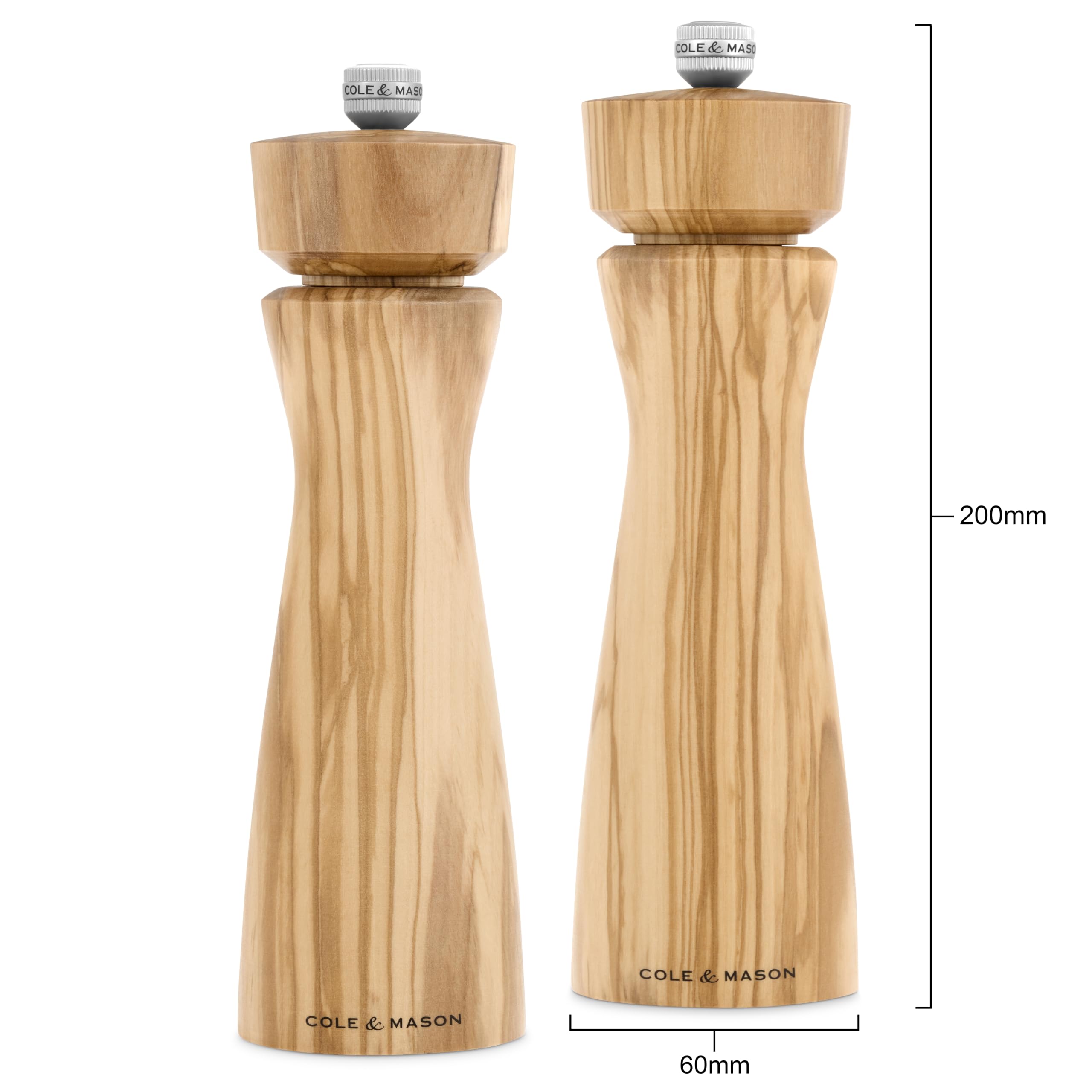 Cole & Mason Portabello - Set macina sale e pepe in legno di ulivo italiano