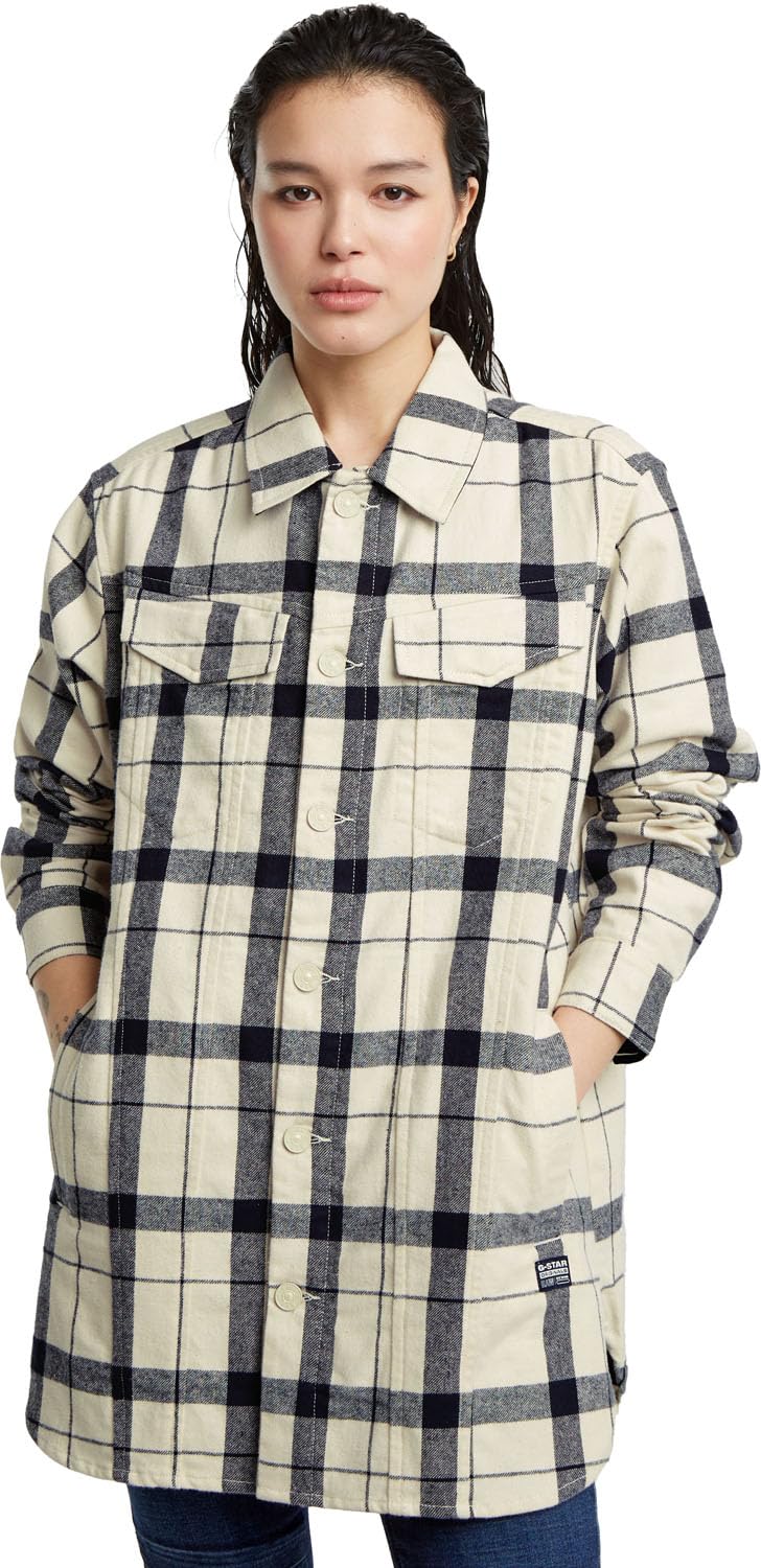 G-Star RAW Women's BF Overshirts, Mehrfarben (Milk remy Check D25222-D716-G790), X-Small