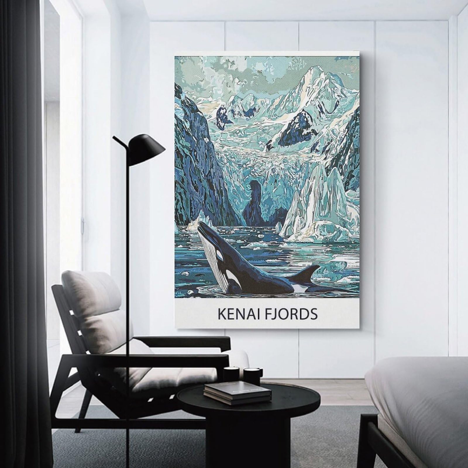 Junmoney Orca in Kenai Fjords Canvas Art Print, 24x36inch(60x90cm), for Hallway, Bedroom Or Modern Interiors, A Wall Art Gift for Fresh Interiors