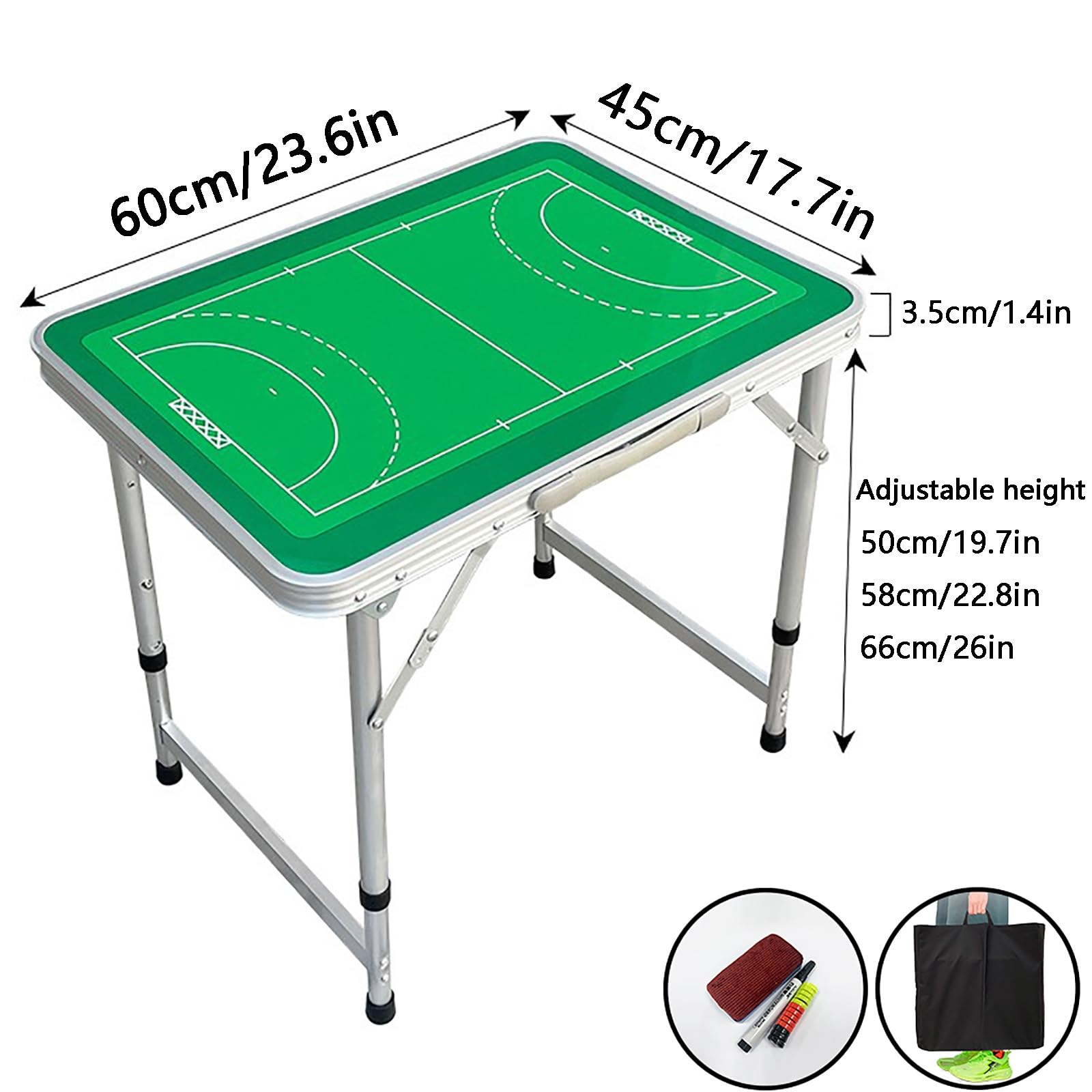 Pizarra Magnética para Entrenamiento de Balonmano, Mesa Táctica Plegable y Portátil, Grabable y Borrable, Altura Ajustable, Ideal para Enseñanza y Entrenamiento