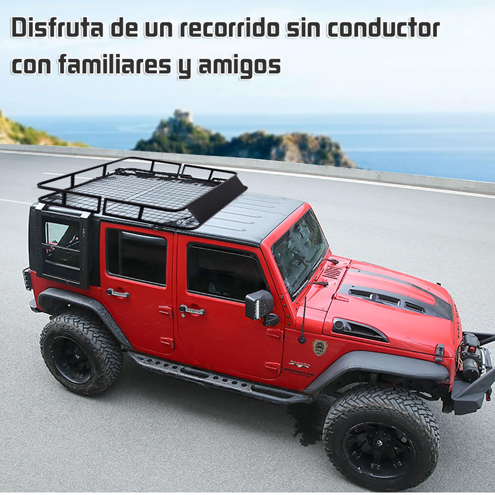 COSTWAY Baca Universal de Metal, Portaequipajes para Techo de Coche, Carga hasta 75kg, Impermeable, 122x102x15cm, para Autos Universal