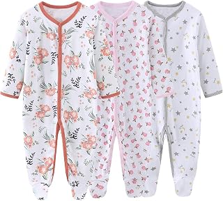 Newborn Baby Boy Girl Organic Cotton Bodysuit Long Sleeve Jumpsuit 3-Pack Outfits Clothes,0-24Months Price In India
