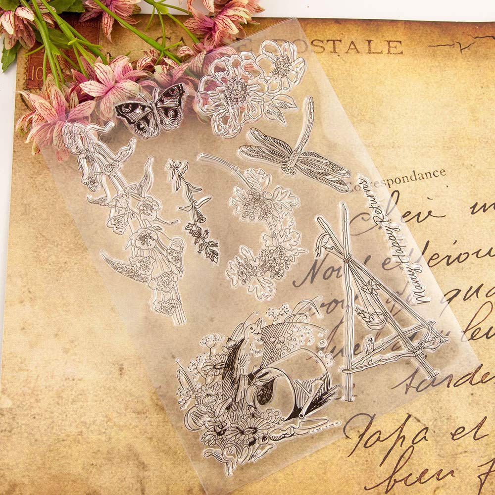 Kwiaty ptak przezroczysty stempel metalowe matryce do cięcia silikonowe tłoczenie szablon do tworzenia kart DIY scrapbooking ważka motyl