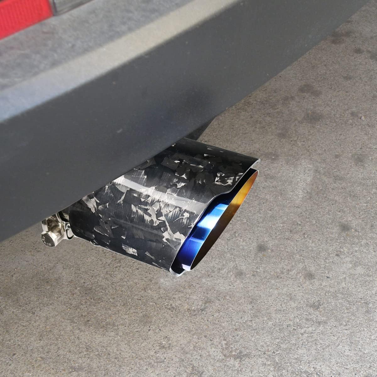 Carbon Fiber Exhaust Tip Bolt-On Exhaust Pipe Glossy Forged Tailpipe Blue Burnt Stainless Steel Muffler Tip Inlet ID 2.5 inch Outlet OD 3.5 inch