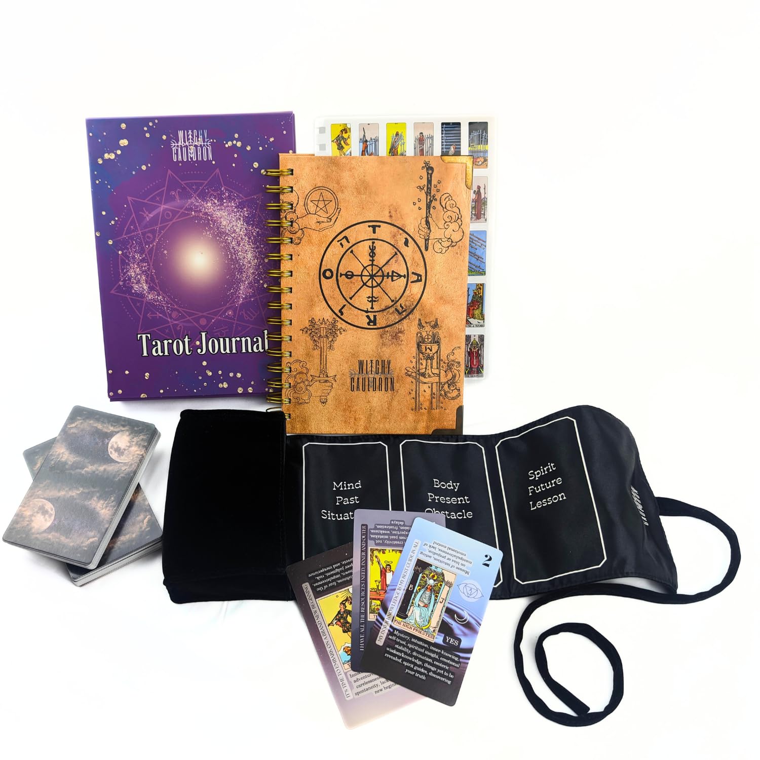 Witchy Cauldron Nappe De Tarot Divinatoire – Velours Noir, Broderie Croix Celtique, Satin, Pour Autel Et Tirage – Noir
