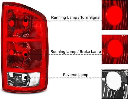 Miniatura 2 de Luces traseras compatibles con Dodge Ram 15002500  3500 2002-2006 2002 2003 2004 2005 2006 Luces traseras de freno y parada Lado del conductor y del