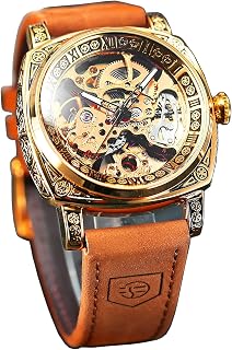 FORSINING Square Luxury Retro Mechanical Watch for Men, Gorgeous Hollow Skeleton Self-Wind Carved Automatic Watches Vintag... Price In India