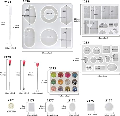 Miniatura 4 de FUNSHOWCASE Molde de silicona epoxi con agujero para joyería collar llavero lote