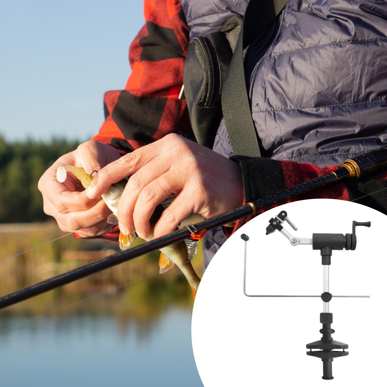 Fly Tying Vise Ajustable con Rotación Total Base Metálica Estable Prensa Portátil Compacta Accesorio Multifunción de Pinza Adecuado para Pesca