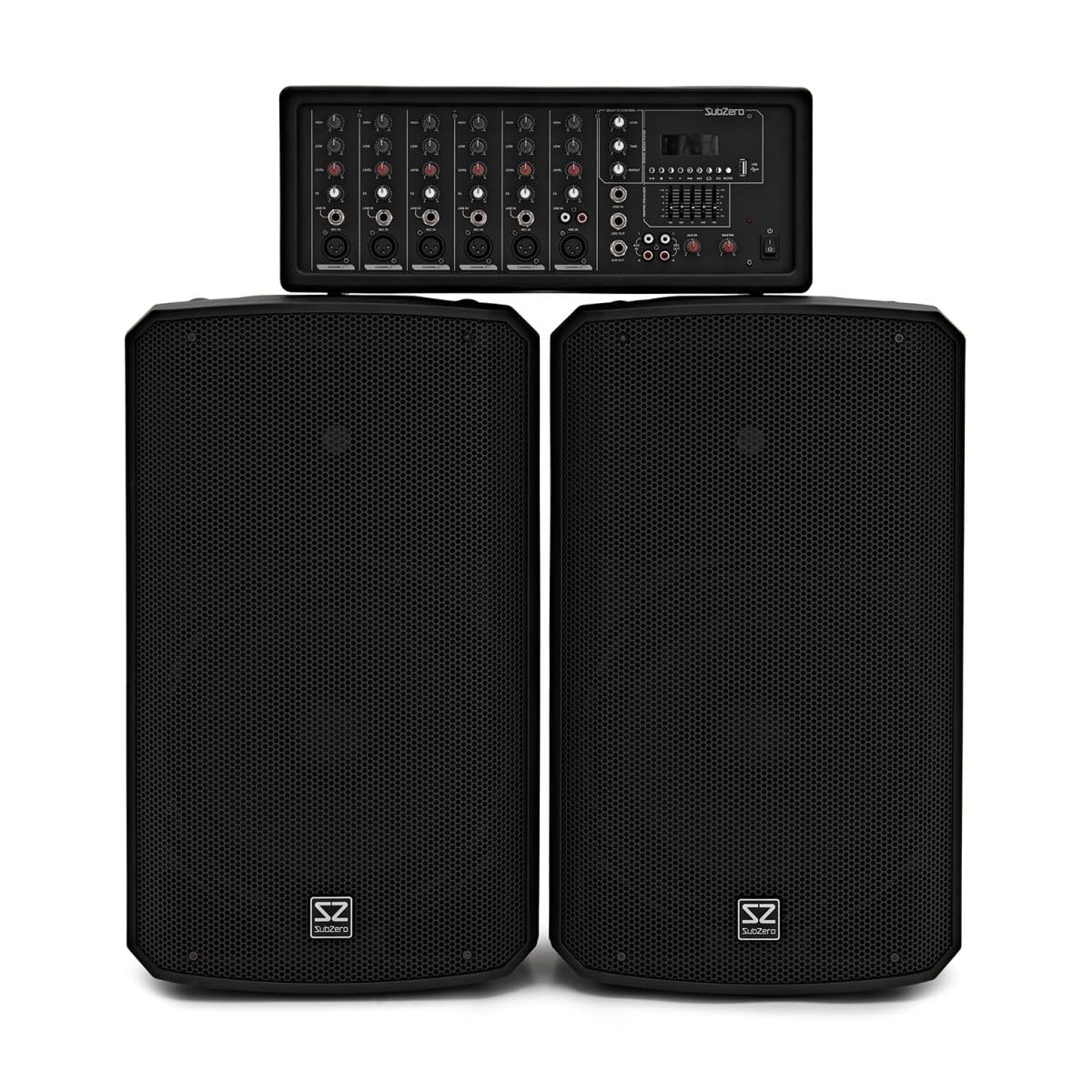 SubZero SZPA-612 250W 12" Sistema PA con Microfoni e Stand