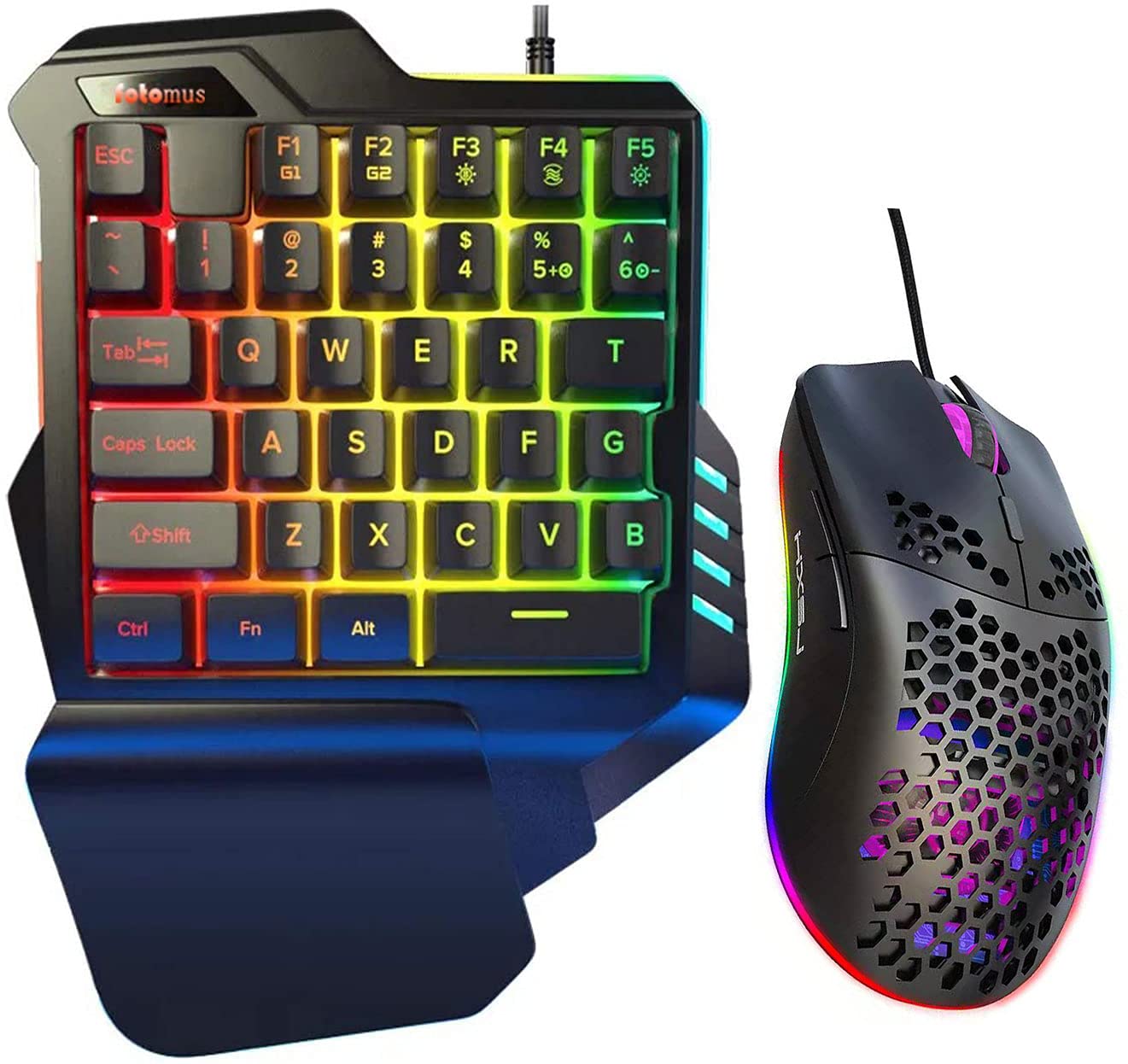 Amazon | 片手ゲーミングキーボード マウスセット RGB ゲーミング 