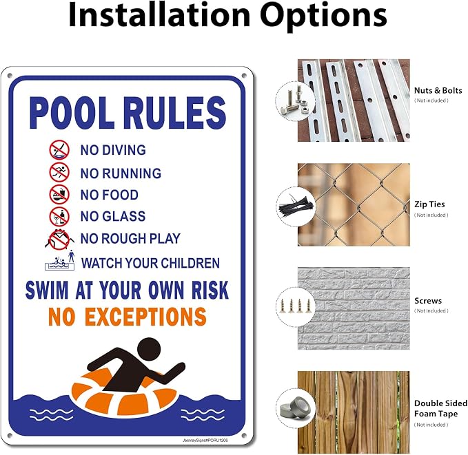 Carteles de reglas para piscina, paquete de 2, 12x8 pulgadas miniatura 6