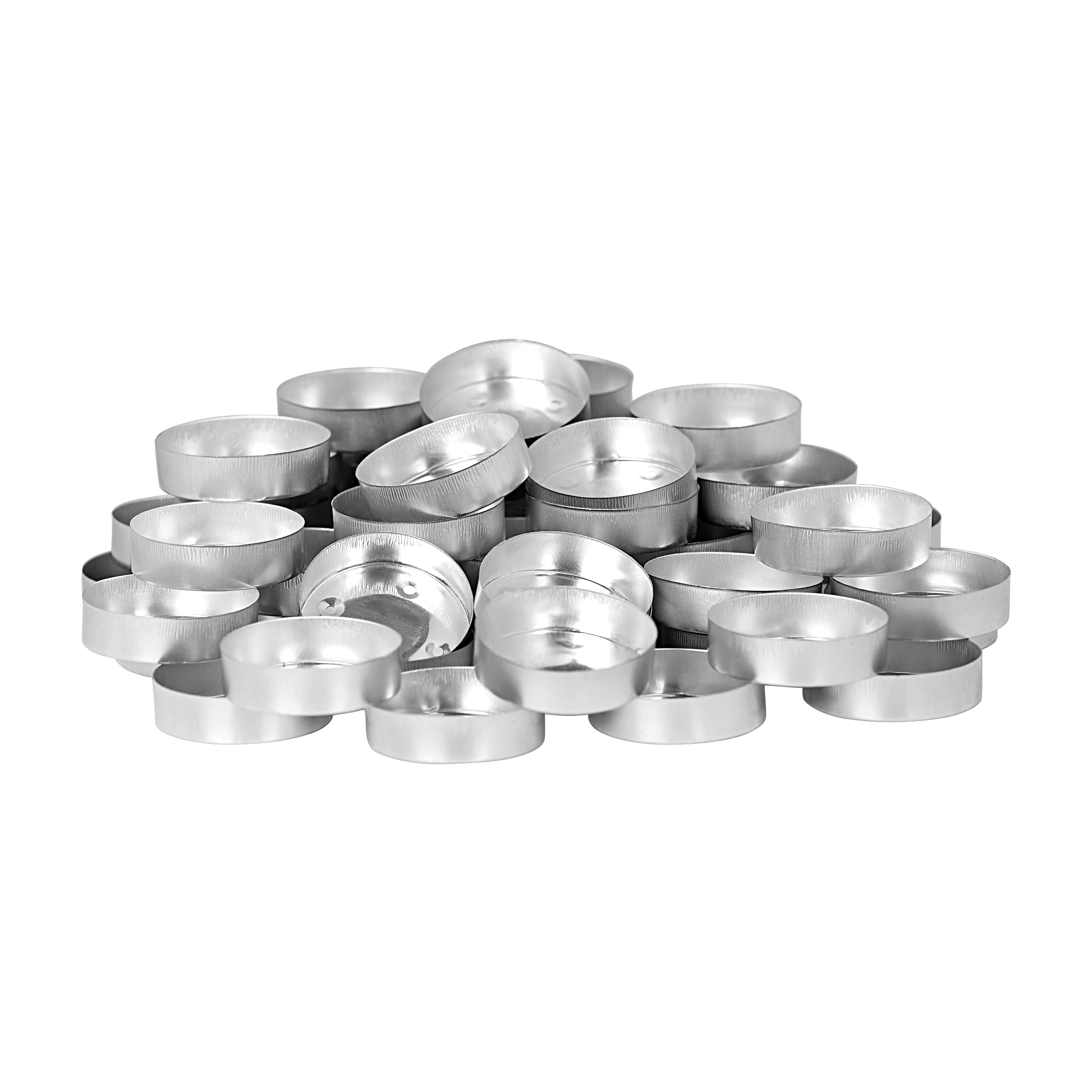 MK METAL INDUSTRIES Aluminum Empty Tealight Holder, 50 Pieces, Silver, 37.2 X 10.3 Mm,| DIY | for Homemaking Tealight Candles |