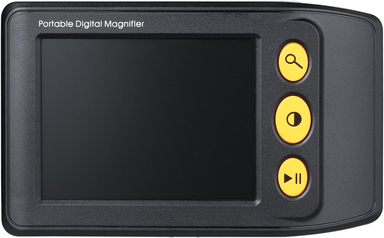 WeniChen 3.5 Inch Electronic Portable Video Aids Digital Magnifier Handheld Low Vision Reading Magnifier for Students, The Elderly in Reading, Newspapers, 2X-25X Zoom, AV/TV Output (Black)