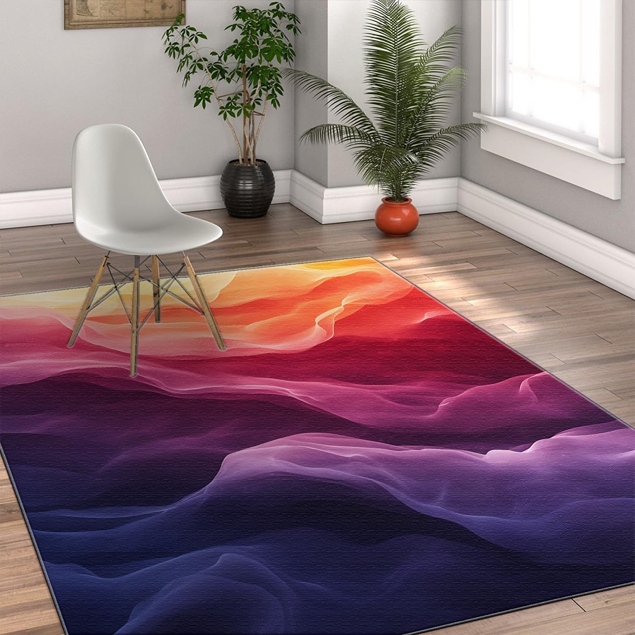 Tapis de course dégradé 60x120 cm motif ombré orange et violet pour couloir