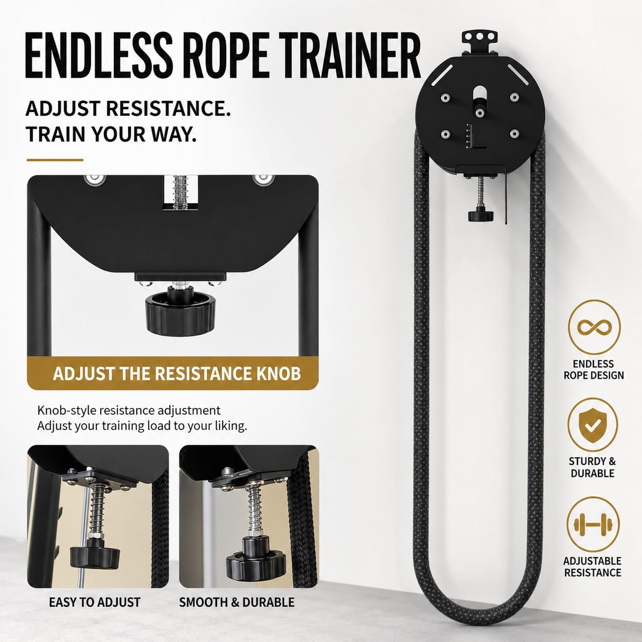Entrenador De Cuerda Infinita, MáQuina De Resistencia Ajustable para Ejercicios De Cuerpo Completo, Mejora La Flexibilidad, La CoordinacióN Y La Salud En General Black＆Red