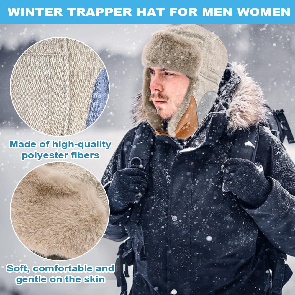 NAROSEBE Gorro de Bombardero Sombrero de Trampero Unisex Gorro de Aviador Caliente Sombrero de Aviador Gorro de Invierno Termico Gorro de Invierno Unisex con Orejas para Esquiar Escalar Pescar Cazar