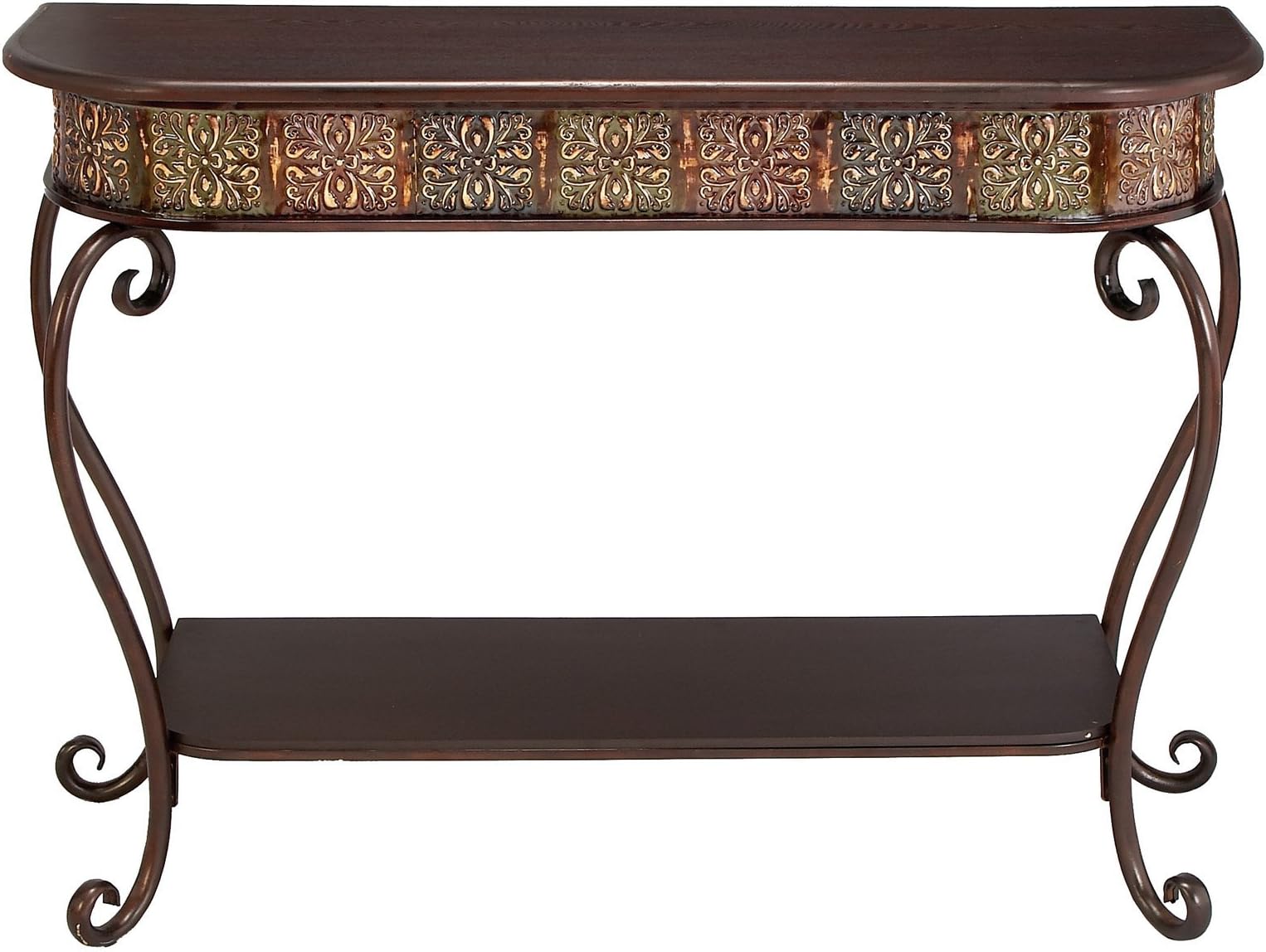 UMA Enterprises Wood Table Top Metal Console Table - Dark Merlot