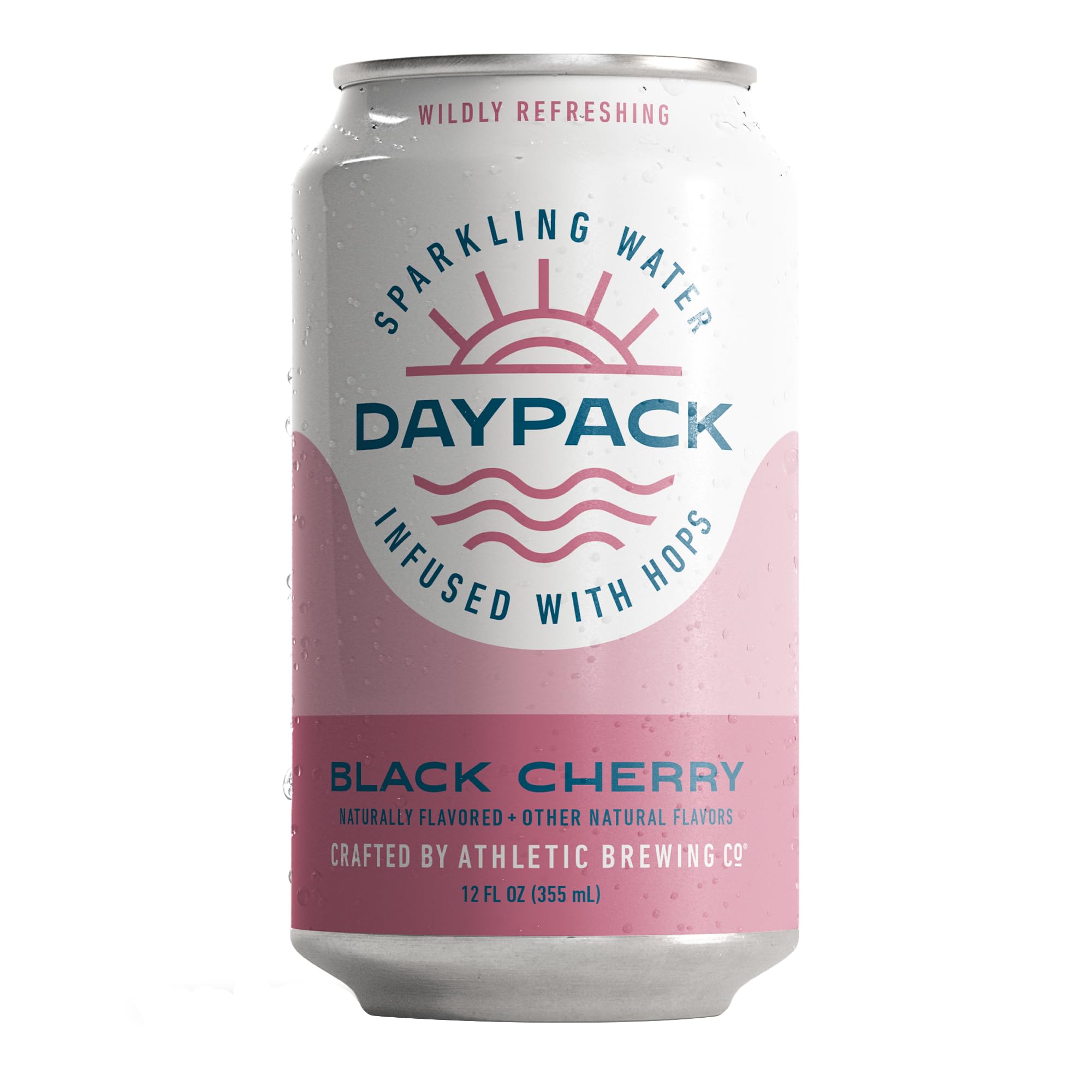Athletic Brewing Company Daypack Sparkling Water Infused With Hops, Gluten Free & Vegan Soda Water, Zero Calorie, Natural Flavors, Black Cherry, 12