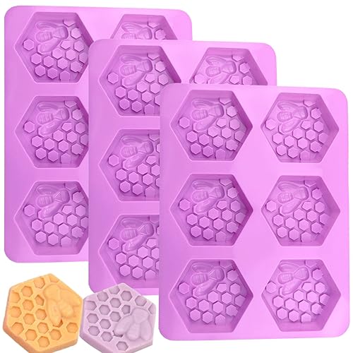 3 Pcs Honeycomb Soap Molds-Honeybee Silicone Molds for Soap,3D Bee