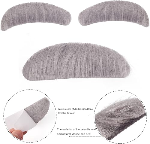 Miniatura 4 de Yewong Conjunto de disfraz de anciano para niños, accesorios de disfraz de abuelo, incluyendo gafas, tirantes, corbatín, bigote y cejas