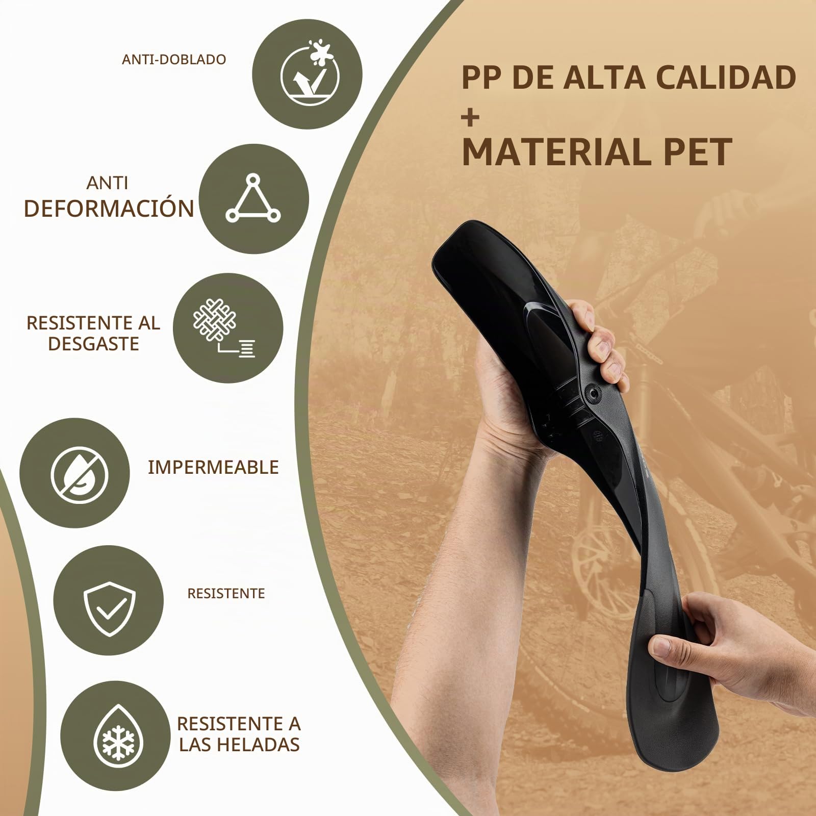 ROCKBROS Guardabarros de Bicicleta Universal Delantero/Trasero Defensa Bici contra Salpicaduras para 26-29 Pulgadas para Bicicleta Carretera MTB