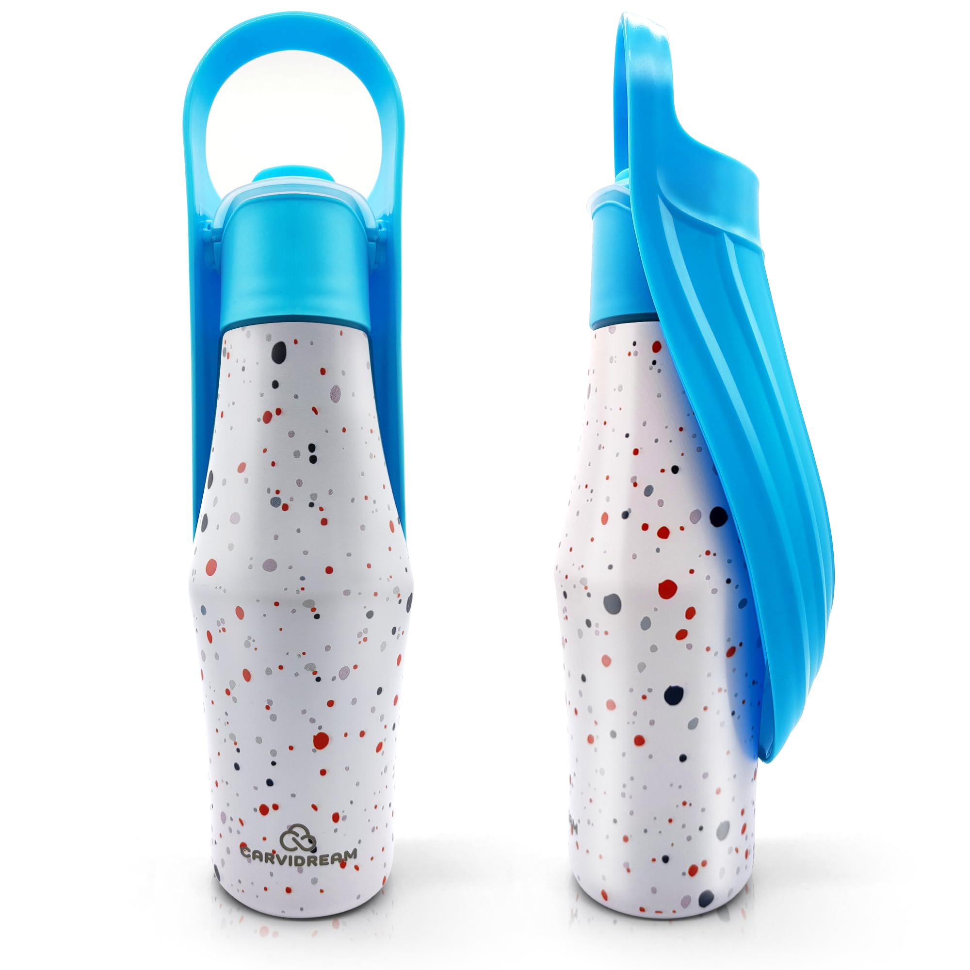 CARVIDREAM® Bebedero Perro Portatil de Acero Inoxidable, Botella de Agua para Perros 750 ml | Bebedero para Perros con Cuenco Plegable, Amplio y Profundo, Cómodo para Perros de Todos los Tamaños.