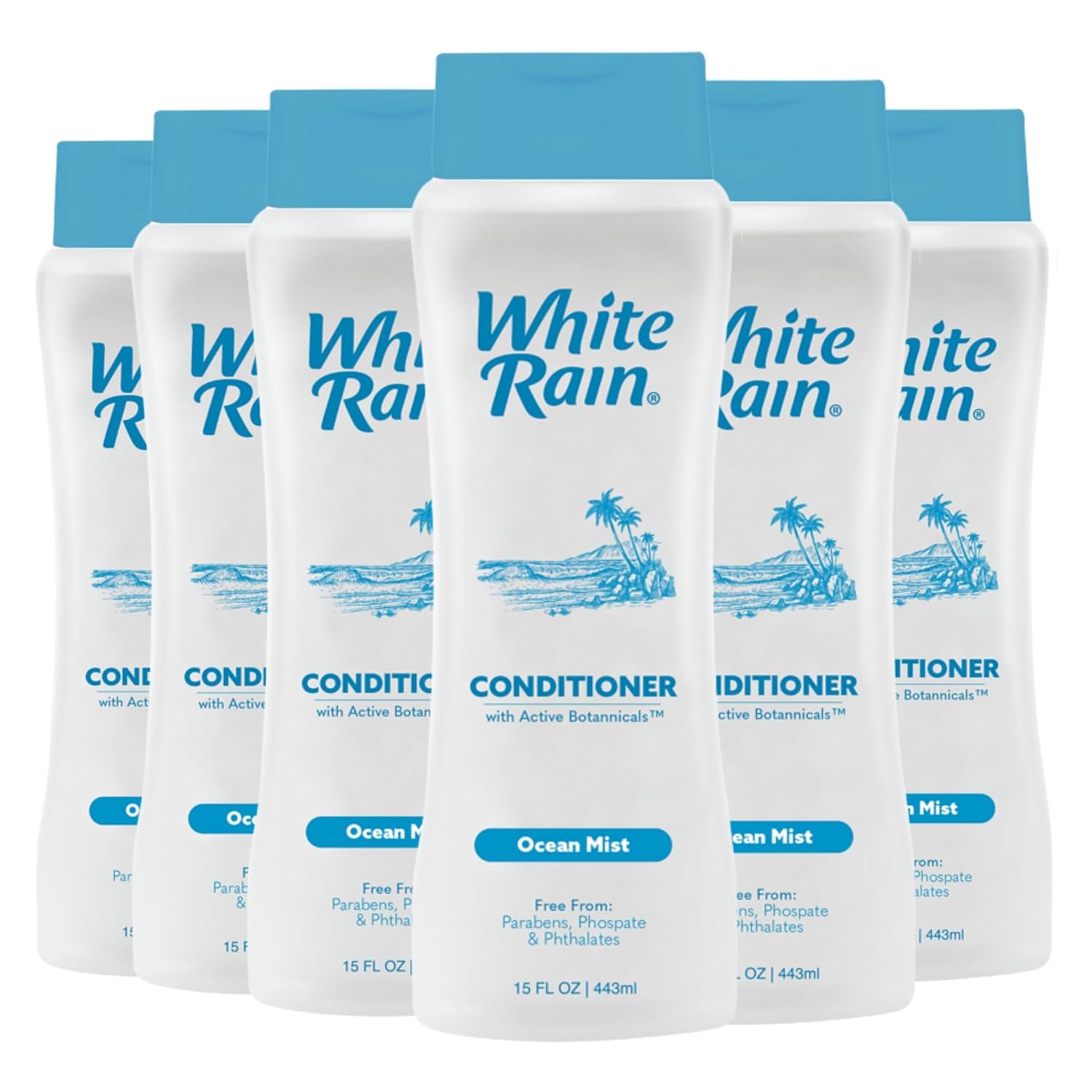 White Rain Ocean Mist Moisturizing Conditioner for Men & Women, 15 fl oz (Pack of 6) - Hydrating Conditioner with Botanical Extracts, Paraben-Free Formula, Everyday Use for Normal to Dry Hair