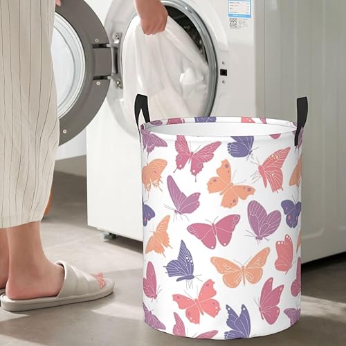 Miniatura 2 de Cesta de lavandería plegable grande con asas, cesta de almacenamiento redonda de fácil transporte, canasta de ropa sucia, cesta de manta para