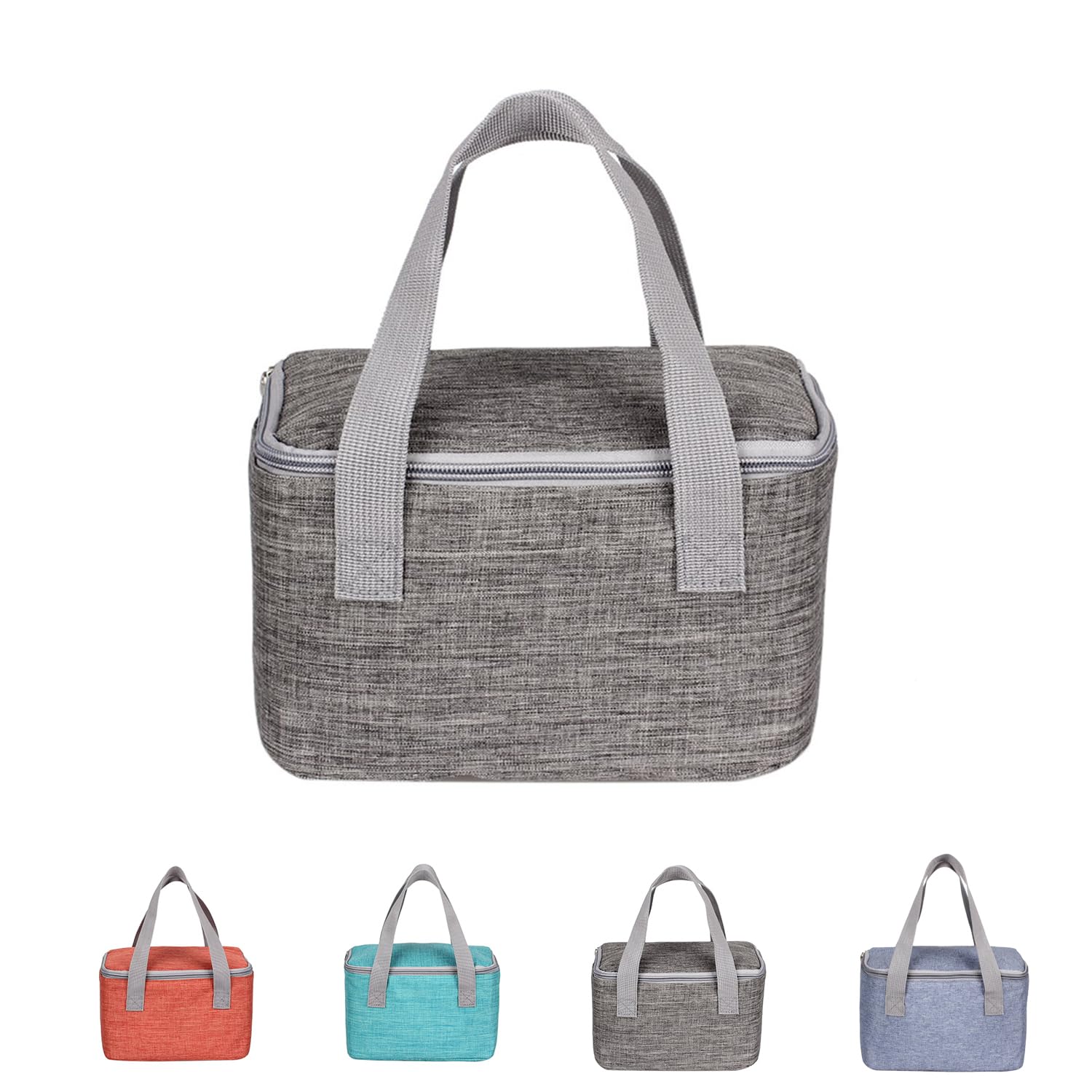 Uhat 4L Stylish Portable Insulated Lunch Bag, Holds 6 Cans of Drinks, Essential Square Cooling Lunch Box for Adults at Work or on the Go​ (Grey)