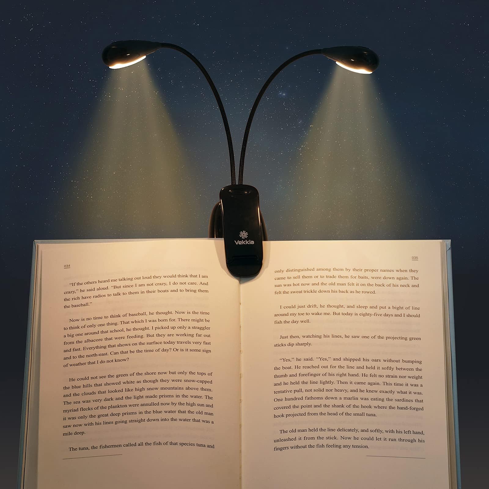 LuminoLite Reading Lights Clip On Bed, Book Light Rechargeable 12 LED Eye-Care Warm, 2 Brightness Lamp, 2 Goosenecks Light up 2 Full Pages,Bookworms & Kids Light