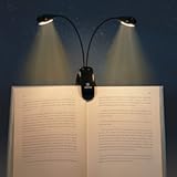 Rechargeable 12 LED Warm Book Light&comma; Clip On Bed Reading Light&comma; Music Stand Lamp&comma; 2 Brightness & 2 Goosenecks Light Up 2 Full Pages&period; Perfect for Bookworms&comma; Kids & Music Lovers