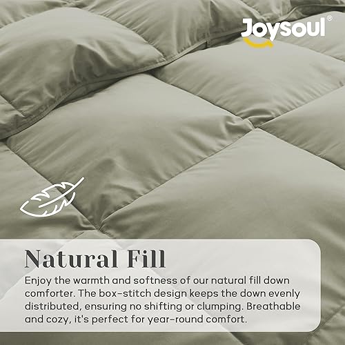 Miniatura 3 de Joysoul Edredón de fibra de plumón de plumas tamaño Queen  Para todas las estaciones, relleno de plumón de ganso ultra suave y relleno de fibra de
