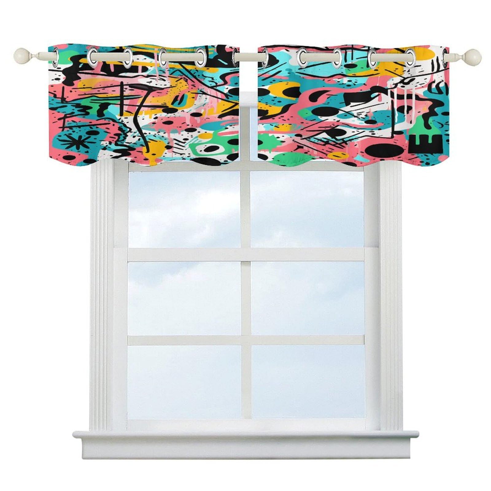 Fekiloot Style Jungle Punk Short Curtains Valance Curtain