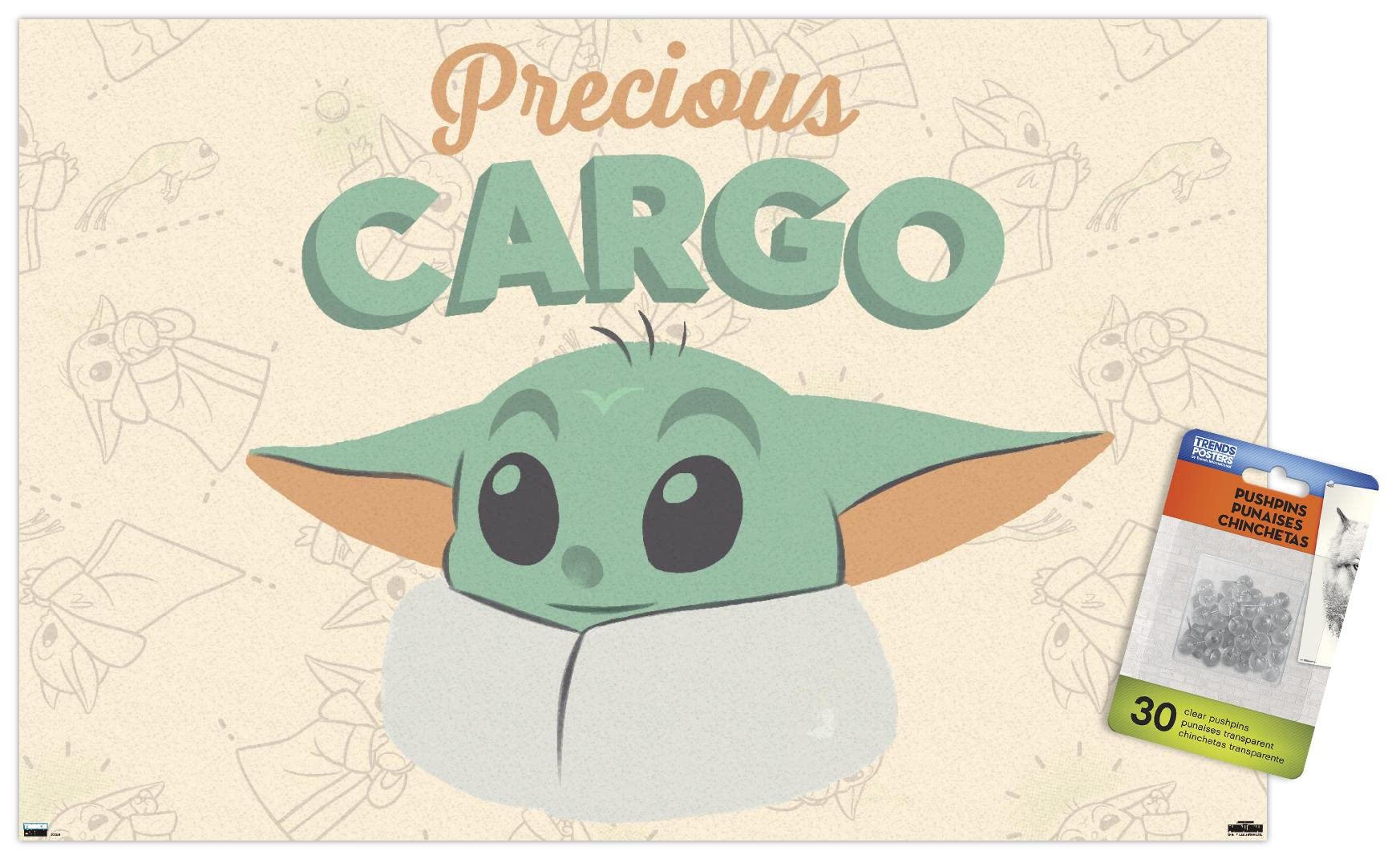 Póster de Grogu Precious Cargo Star Wars para pared con chinchetas
