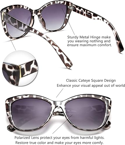 Miniatura 4 de FEISEDY Gafas de sol cuadradas polarizadas vintage mariposa diseñador lujo Jackie O Cat Eye, Negro -