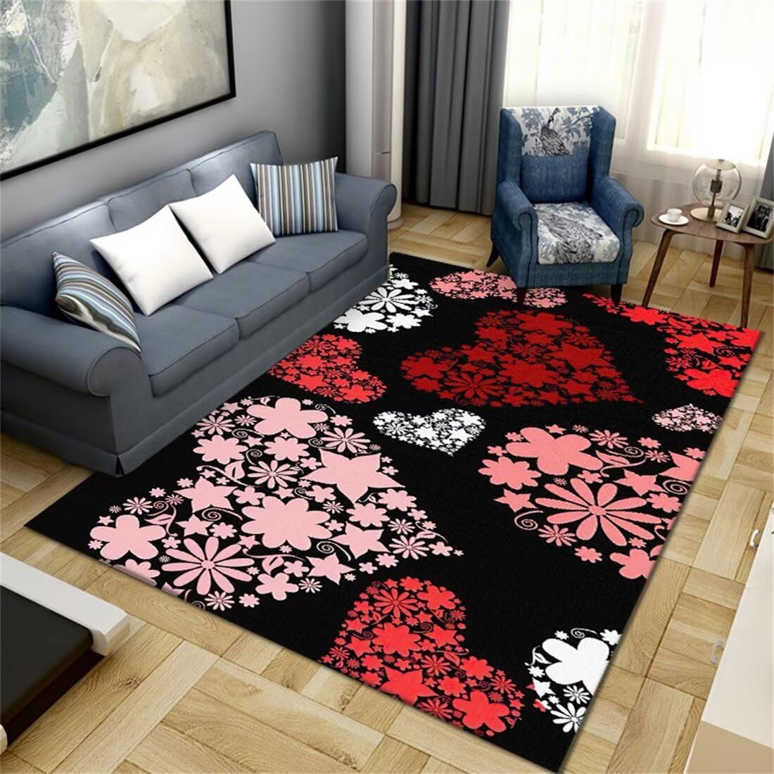 Kinderzimmer Teppiche Teppich Zimmer Mädchenzimmer Teppich Rosa Liebe Blumenmuster Schlafzimmer Teppich Schallisolierung Baby Kinderzimmer 70X140CM