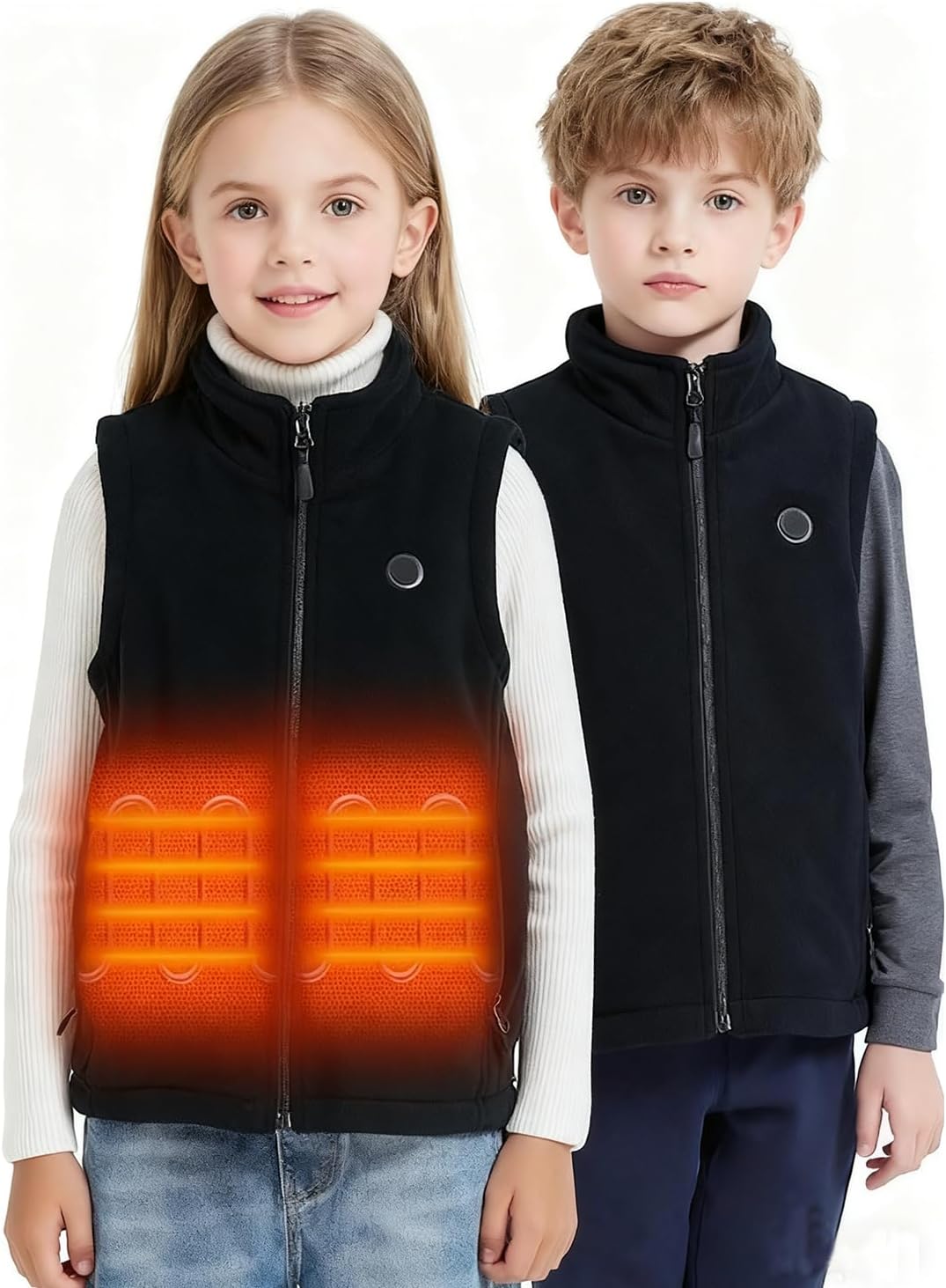 Kids Heated Fleece Vest – USB Electric Heating Vest with 4 Heating Zones, (Battery Not Included)