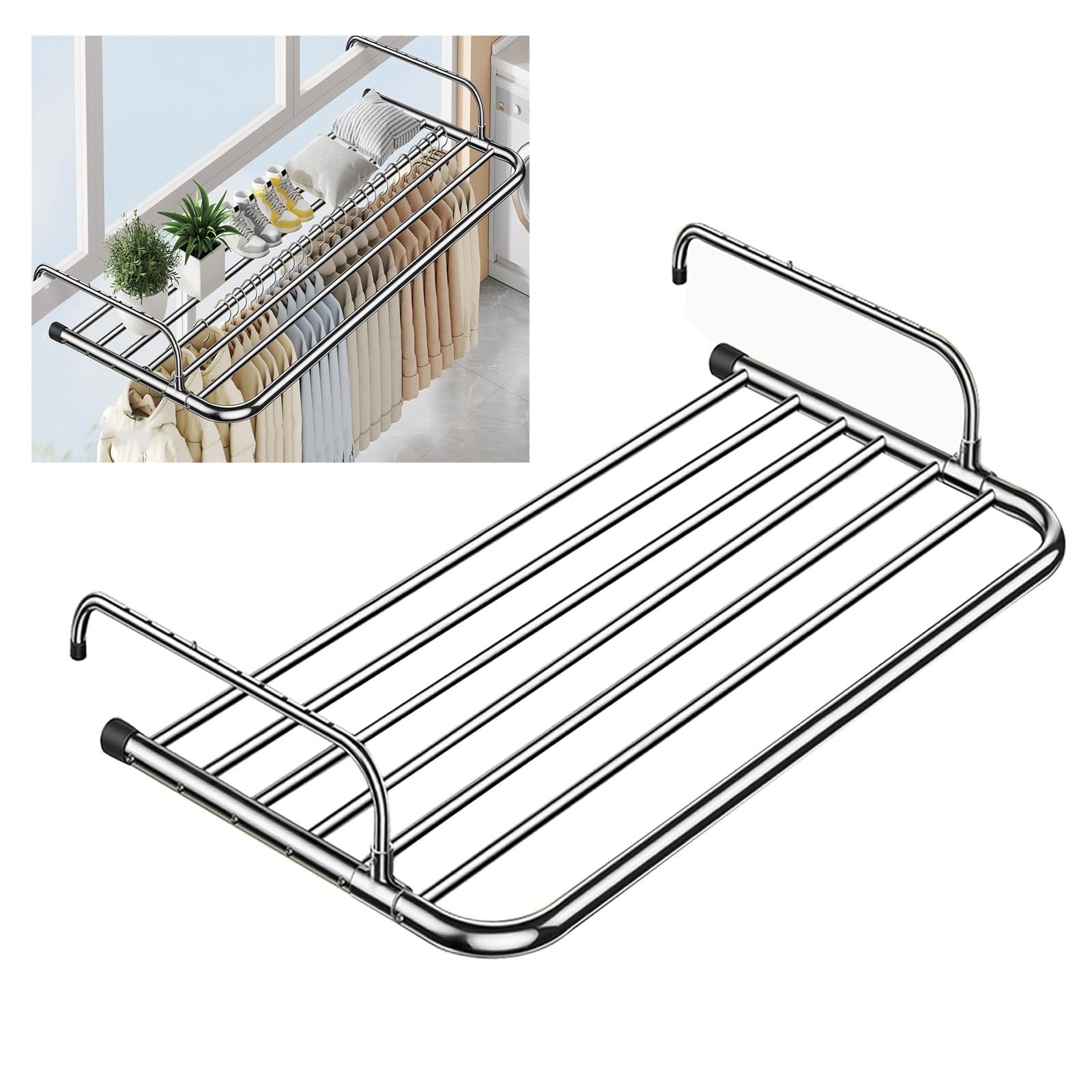 Teleskop Balkon-Wäschetrockner Alu, Praktisch Heizkörper-Wäscheständer, Wäscheständer Zum Aufhängen Balkon,Verstellbarer Hängetrockner, Handtuchhalter Für Das Bad,68–120 Cm/27–47 Zoll,60 Cm, 80 Cm ( S