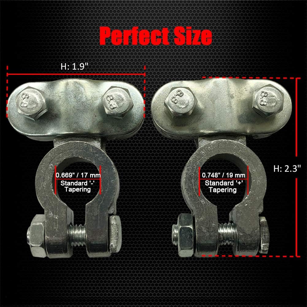 Ampper Heavy Duty Lead Alloy Military Spec Battery Terminal Ends, Top Post Battery Terminals Clamp Set for Marine Car Boat RV Vehicles (1 Pair Same Terminal) : Automotive