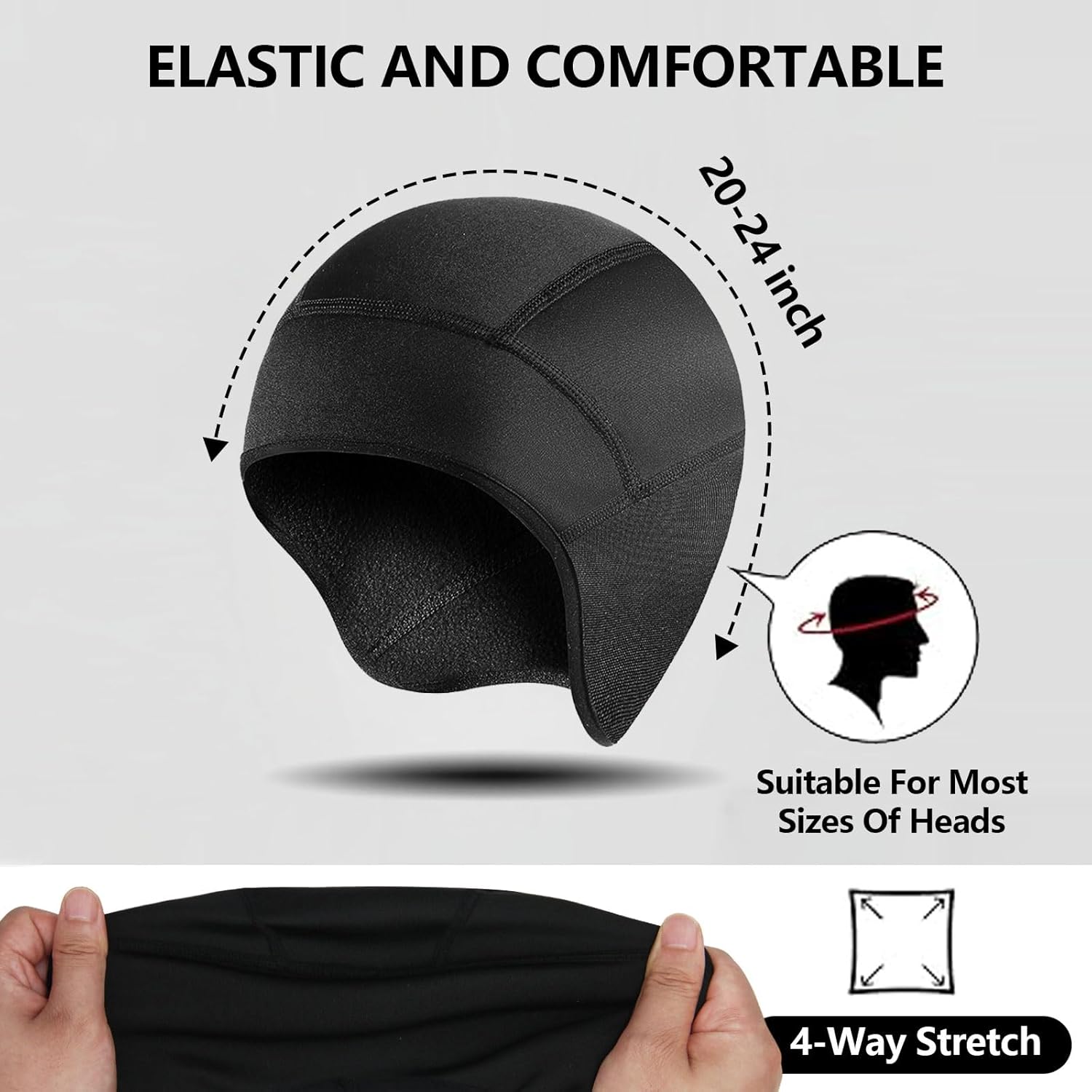 Thermal Skull Cap Helmet Liner Hat with Face Cover, Balaclava Face Mask with Glasses Holes for Cycling Motorcycle - Image 3