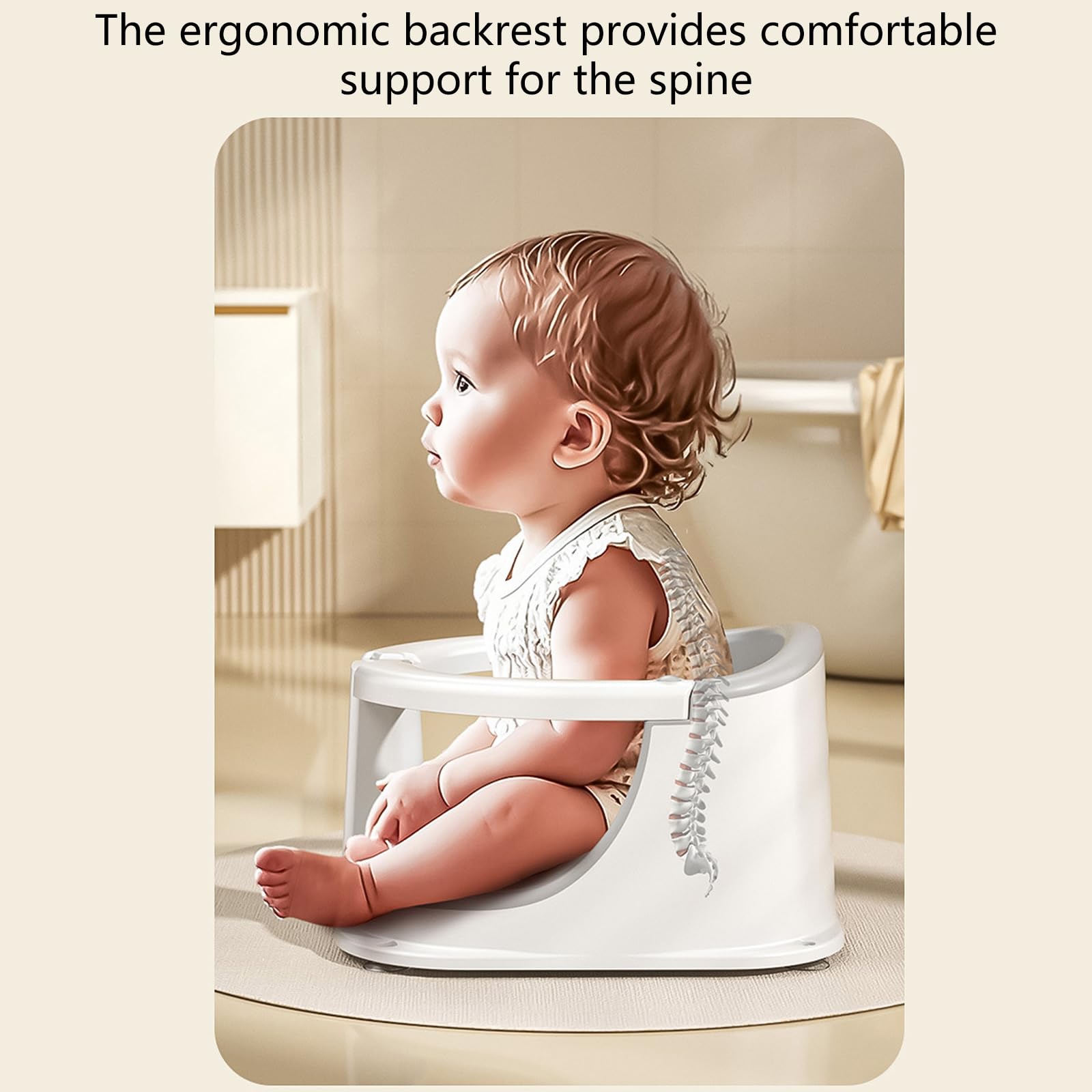 Sedia ergonomica per vasca da bagno per bambini dai 6 mesi in su, con base non superata e protezione completa per un bagno sicuro
