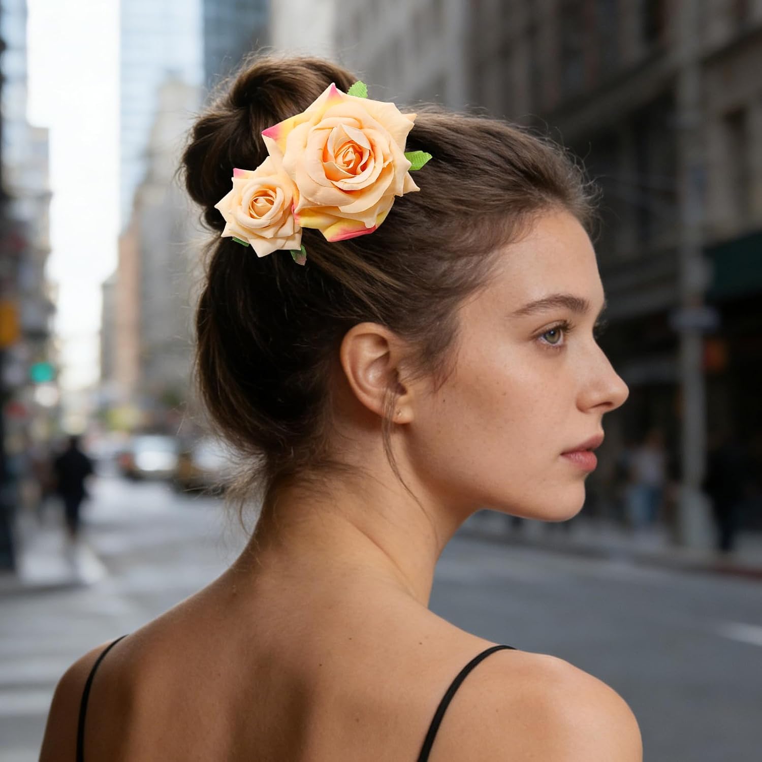 Orange Flower Hair Clip, Red Hair Accessories, Flowers Barrettes Prom Party Wedding Bridal Accessories for Women Bride Wedding Hair Clip image 4