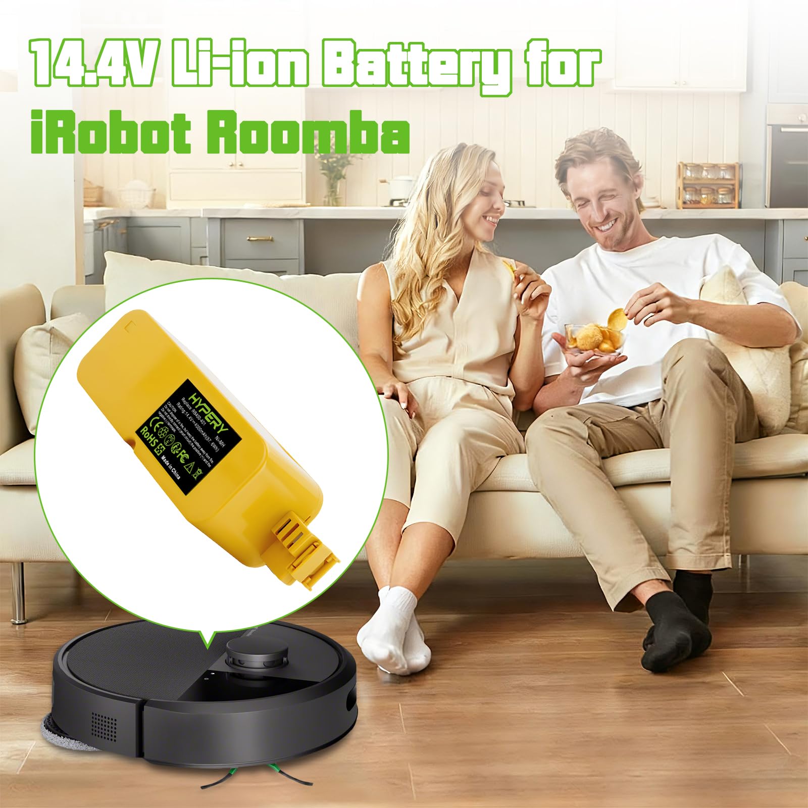 Batteria di ricambio NiMH da 14,4 V 4000 mAh con maggiore sicurezza e durata prolungata – Compatibile con Roomba 400 Serie 405 410 415 416 418 4000 4100 4105 4110 4130 4150 4170 4188 4210 4220