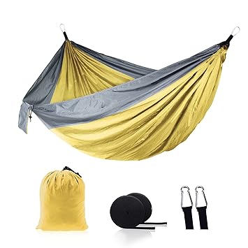 Layfoxz Nylon Hammock Widened Indoor Outdoor Swing Camping Supplies 210T Nylon Beach Hammock Travel Hiking Hammock
