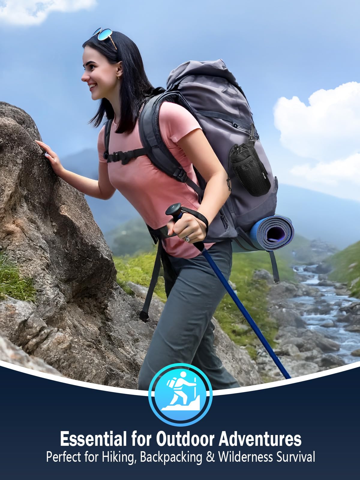BKLES Filtro de agua eléctrico para camping, purificador de agua portátil para supervivencia, sistema de filtración de 6 etapas de 0,01 micras con luz de emergencia para senderismo, mochileros y uso