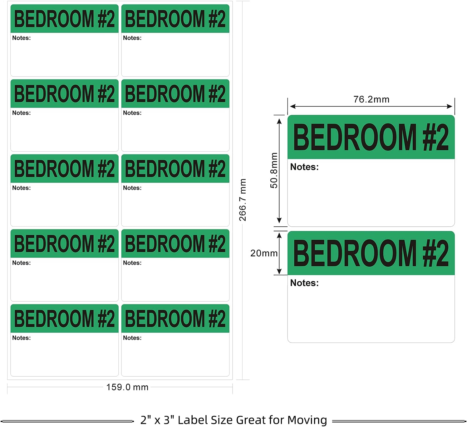Moving Labels, Pacific Mailer 800Pcs 2 x 3 Inch Extra Large Home Moving Packing Labels Color Coded Bedroom House Bathroom Packing Boxes Fragile Stickers Labels Printed Color